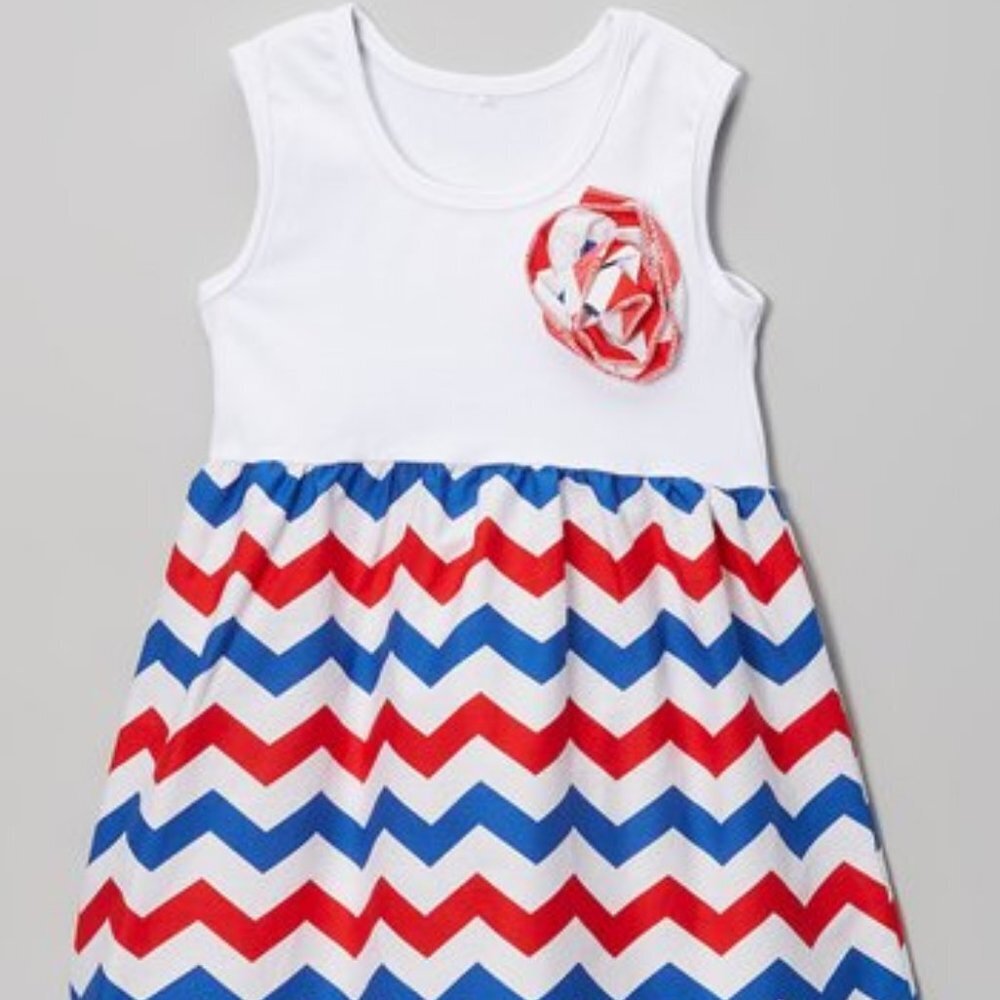 Royal Gem Red & Blue Chevron Pinwheel Dress 8-10
